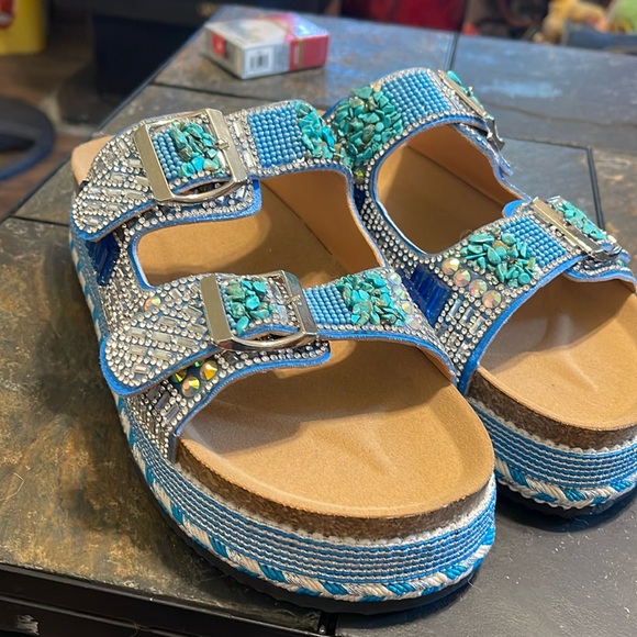 Boho chic sequence, platform sandals - Picture 1 of 3